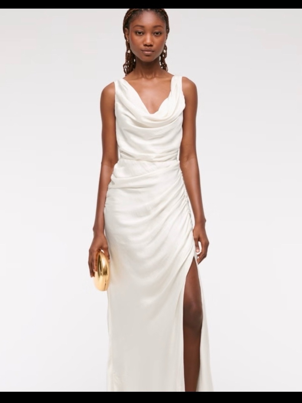 Abercrombie & Fitch Ivory Satin Cowl Neck Wedding Dress